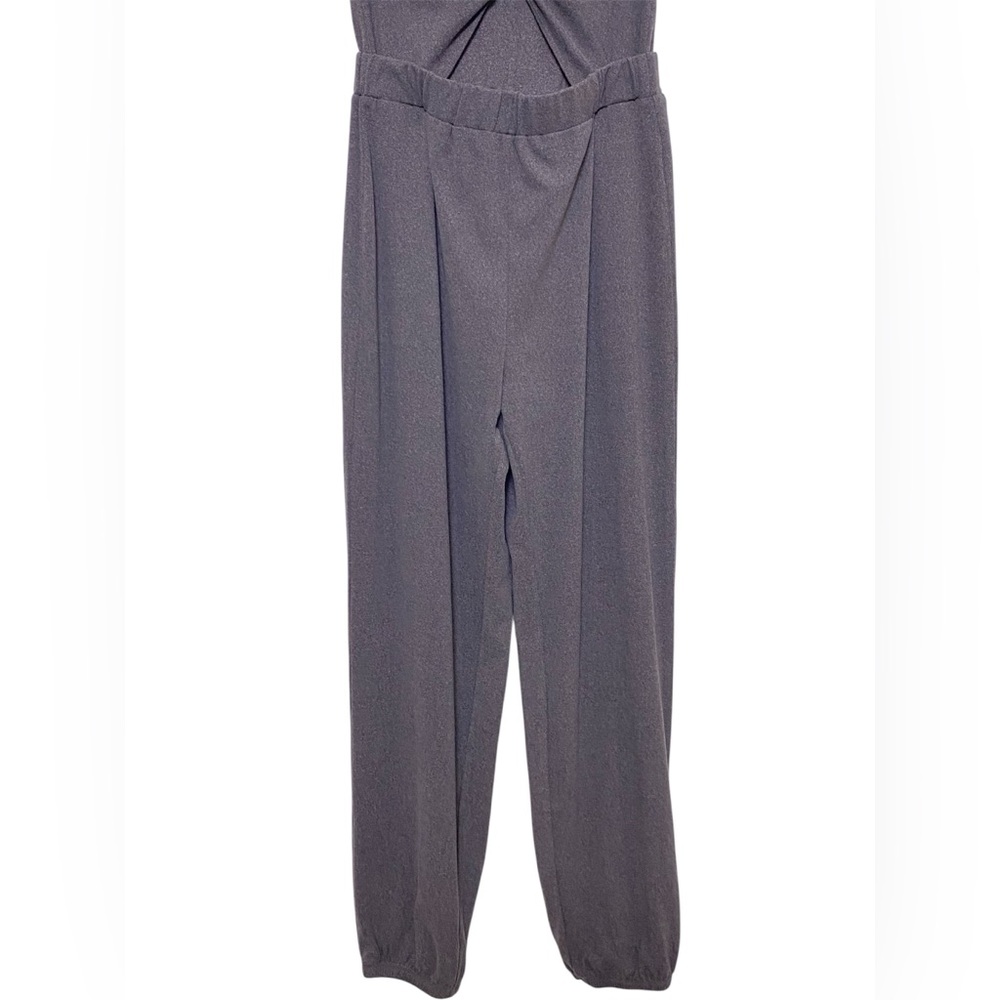 Kittenish Charcoal Sleeveless Jumpsuit Women’s Small Front Zip Cutout - Picture 4 of 12